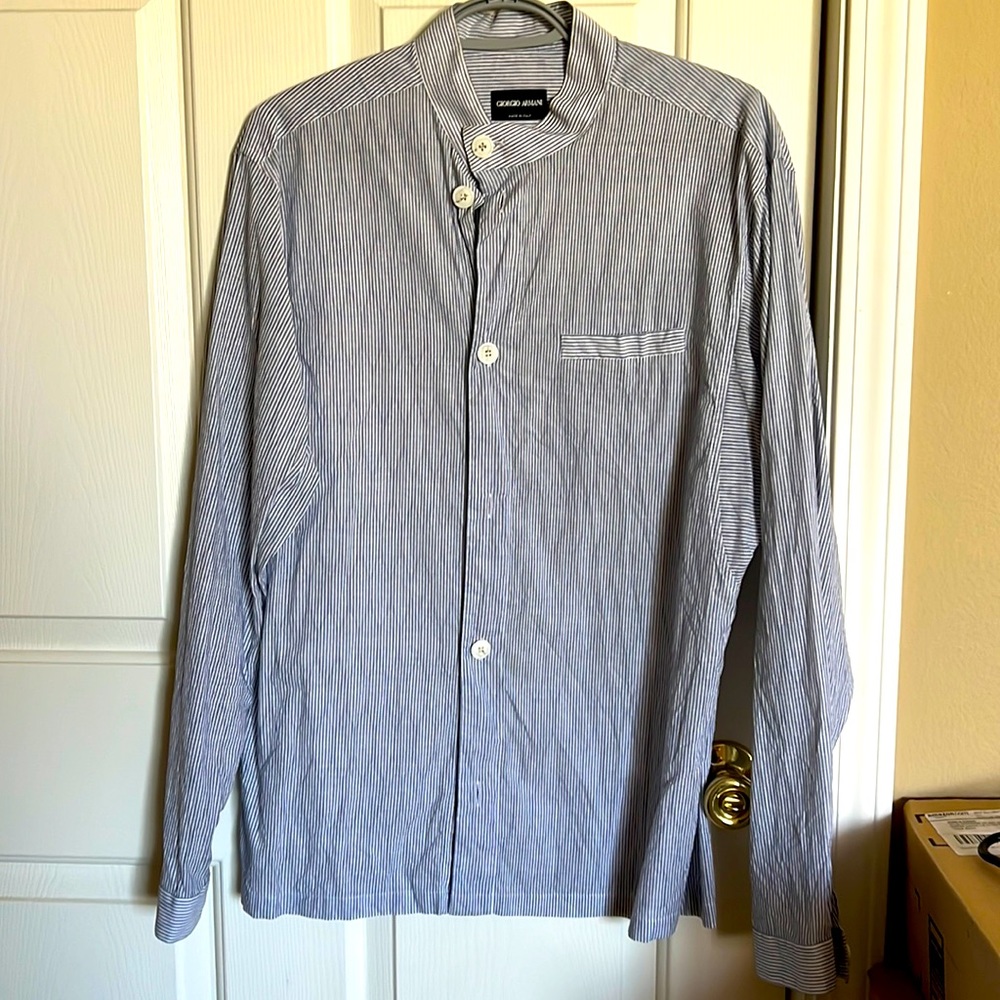 Giorgio Armani strip shirt with pocket size 15 3/4